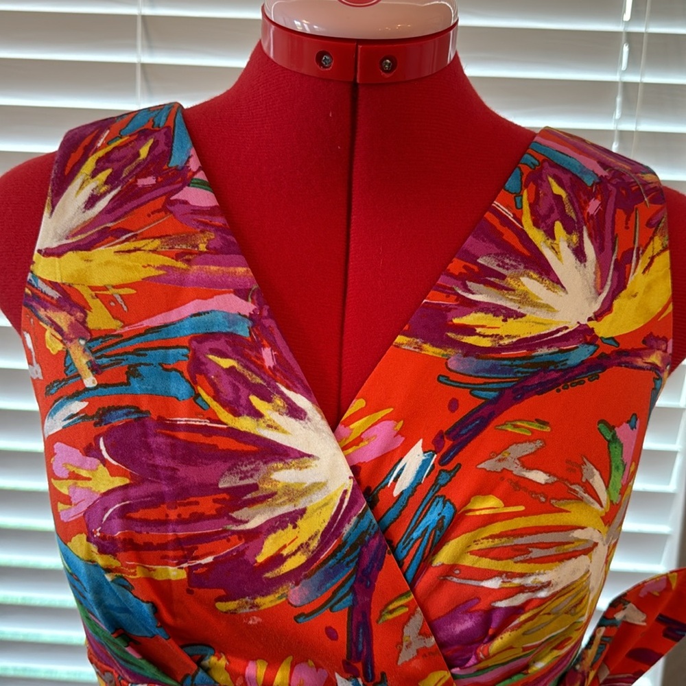 Rabbit Rabbit Rabbit Designs Women's Colorful Belted Size 4 Fit-and-Flare Dress - Picture 3 of 4